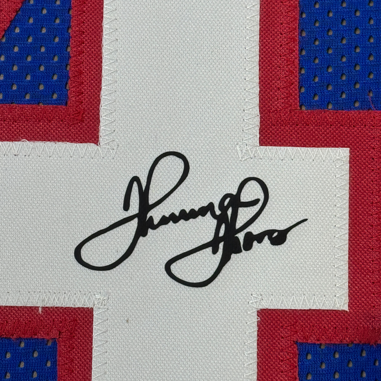 Framed Facsimile Autographed Thurman Thomas 35x39 Buffalo Blue Reprint Laser Auto Football Jersey