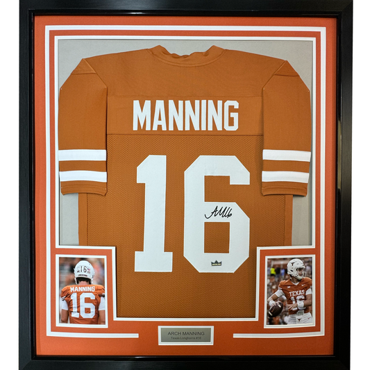 Framed Facsimile Autographed Arch Manning 35x39 Texas Orange Reprint Laser Auto College Football Jersey