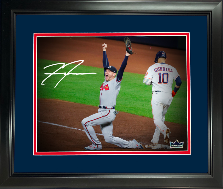 Framed Freddie Freeman Facsimile Laser Engraved Signature Auto Atlanta Braves 11"x14" Baseball Photo HOFSM Holo