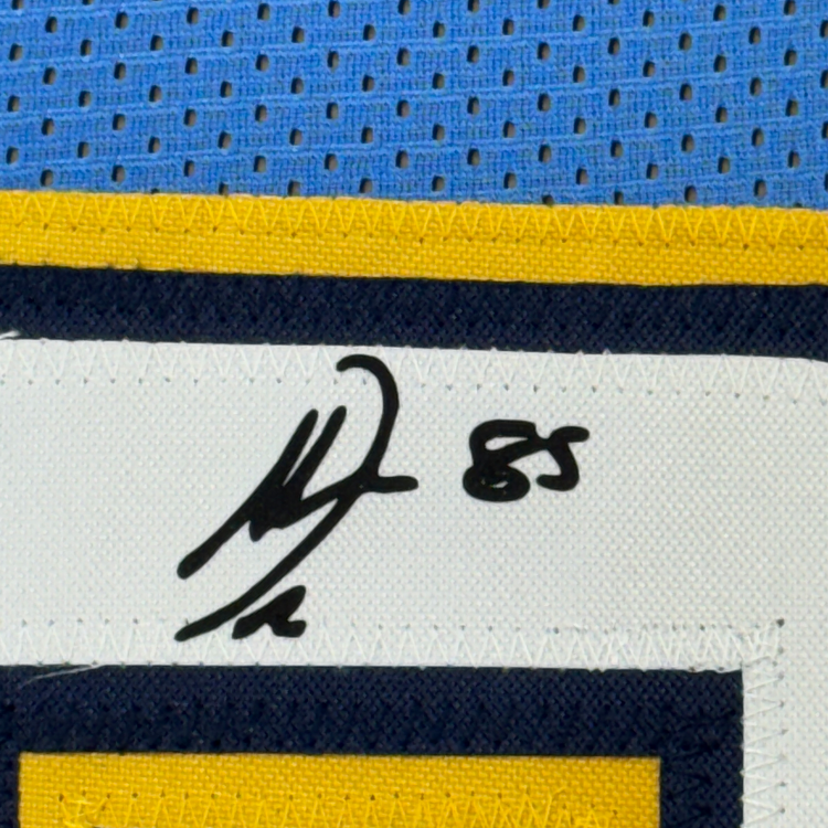 Framed Facsimile Autographed Antonio Gates 35x39 Los Angeles LA Powder Blue Reprint Laser Auto Football Jersey