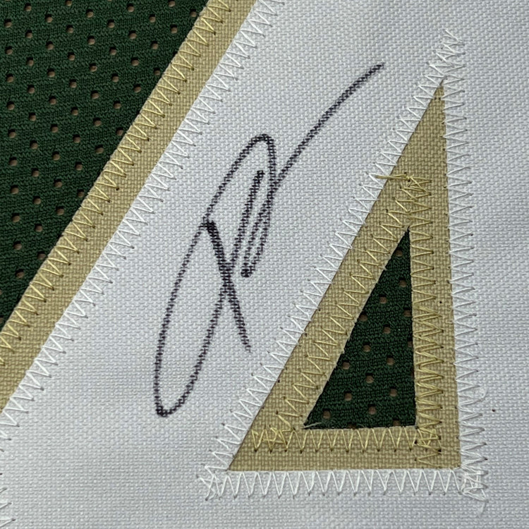 Framed Autographed/Signed Giannis Antetokounmpo 35x39 Milwaukee Green Custom Basketball Jersey JSA COA