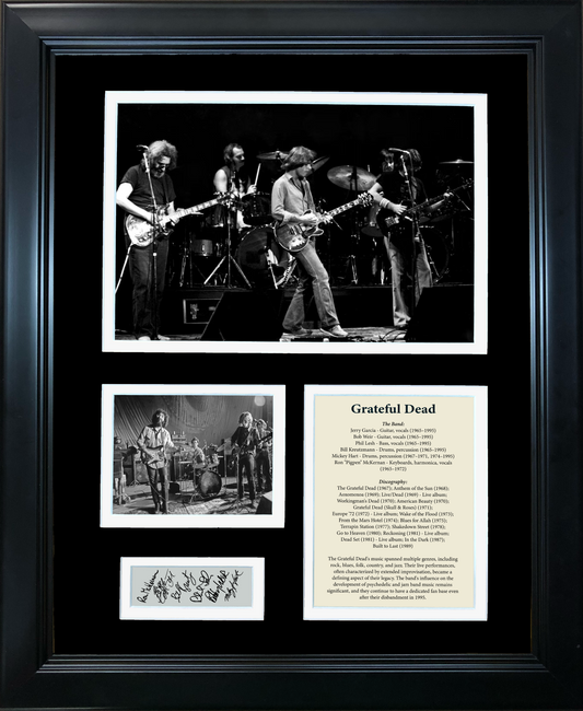 Framed Grateful Dead Band Discography Facsimile Laser Engraved Signatures Auto 11"x14" Music Photo Sig Collage