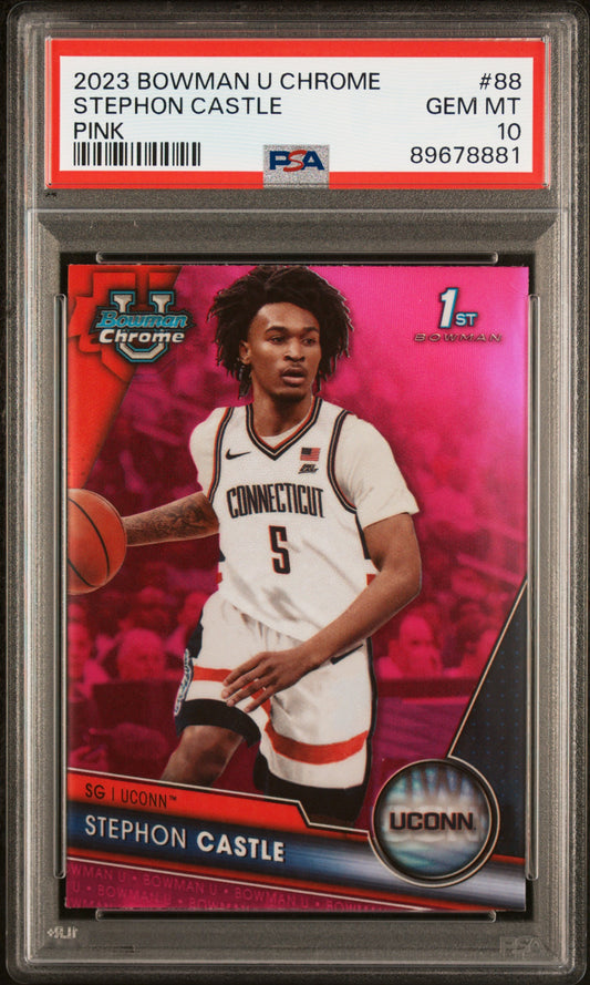Graded 2023 Topps Bowman U Chrome Stephon Castle #88 Pink Rookie RC Basketball Card PSA 10 Gem Mint