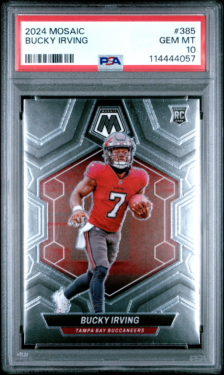 Graded 2024 Panini Mosaic Bucky Irving #385 Rookie RC Football Card PSA 10 Gem Mint