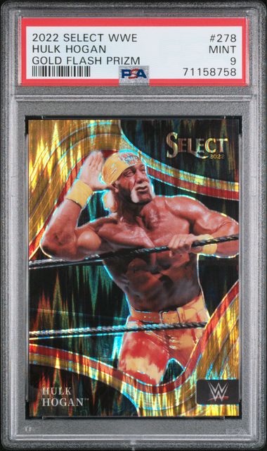 Graded 2022 Panini Select WWE Hulk Hogan #278 /10 Gold Flash Prizm Wrestling Card PSA 9 Mint