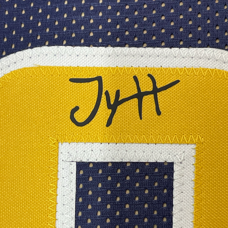 Framed Facsimile Autographed Tyrese Haliburton 35x39 Indiana Blue Reprint Laser Auto Basketball Jersey
