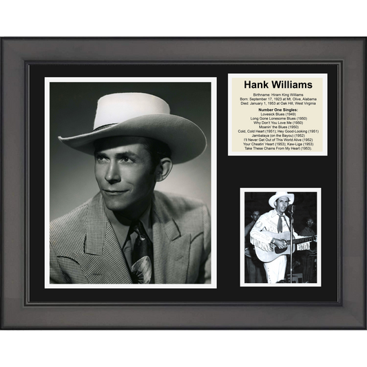 Framed Hank Williams Sr. Record Biography 11"x14" Music Three Photo Collage