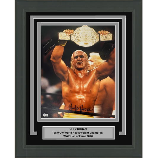 Framed Autographed/Signed Hulk Hogan 16x20 WWE Wrestling Photo Beckett BAS COA #3