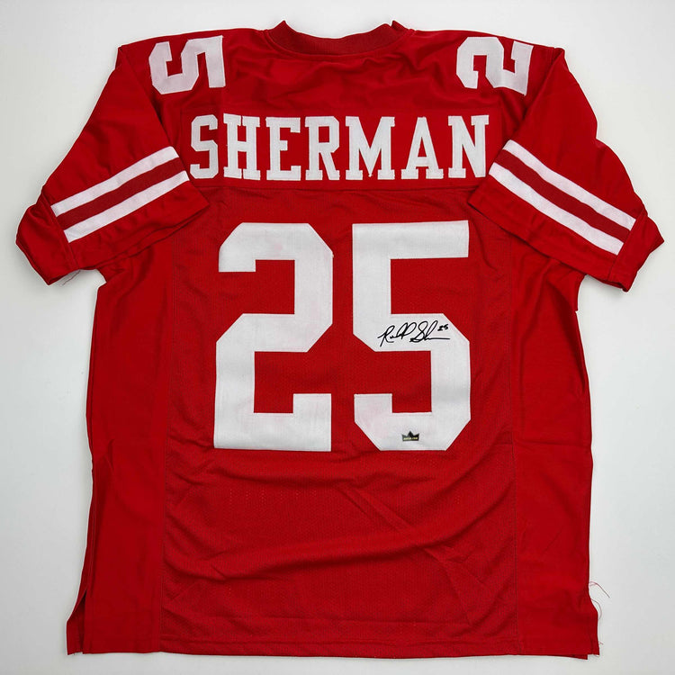 Facsimile Autographed Richard Sherman San Francisco Red Reprint Laser Auto College Football Jersey Size Men's XL