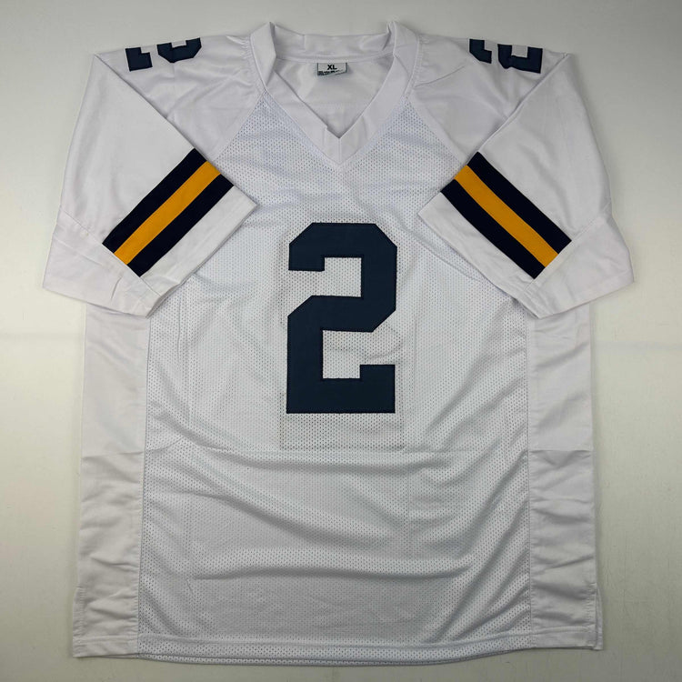 Facsimile Autographed Charles Woodson Michigan White Reprint Laser Auto College Football Jersey Size Men's XL