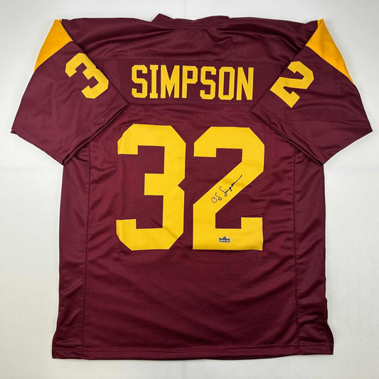 Facsimile Autographed OJ O.J. Simpson USC Maroon Reprint Laser Auto College Football Jersey Size Men's XL