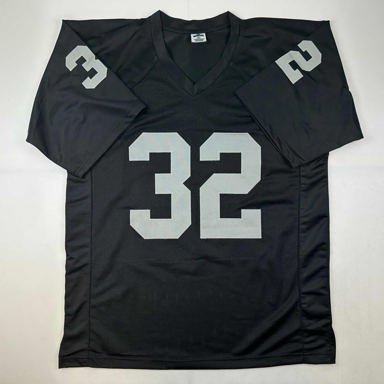 Facsimile Autographed Marcus Allen Oakland Las Vegas Black Reprint Laser Auto Football Jersey Size Men's XL