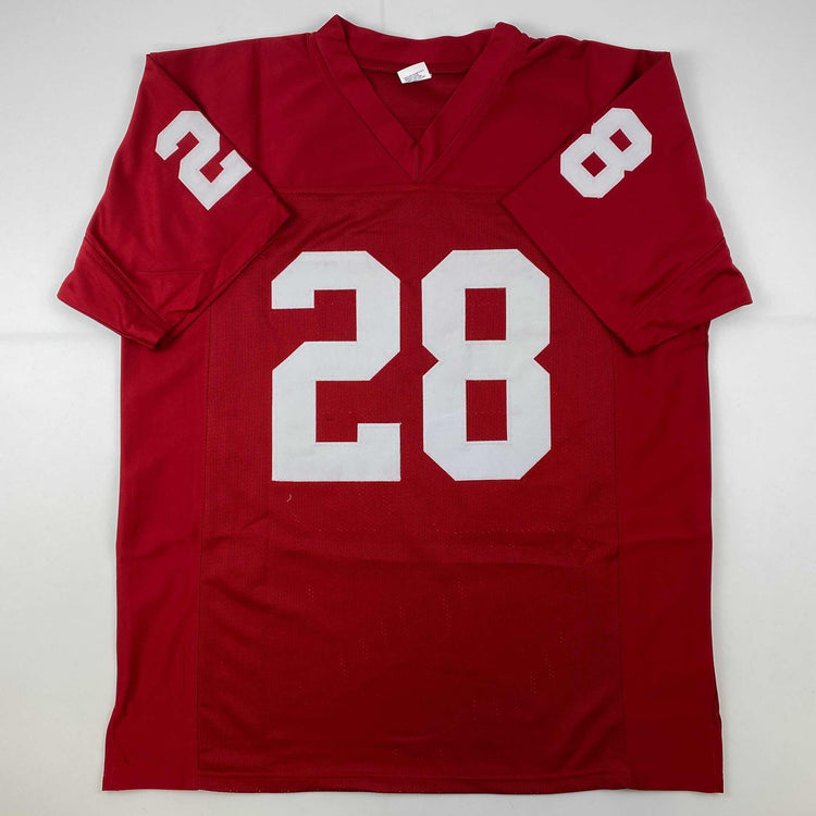 Facsimile Autographed Adrian Peterson Oklahoma Red Reprint Laser Auto College Football Jersey Size Men's XL