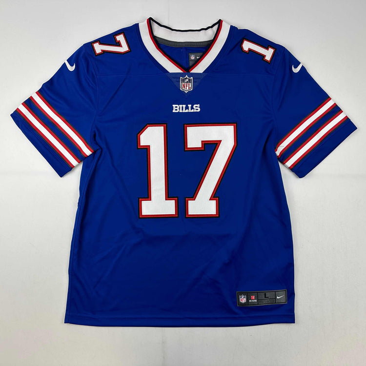 Autographed/Signed Josh Allen Buffalo Bills Blue Authentic Elite Football Jersey Fanatics COA