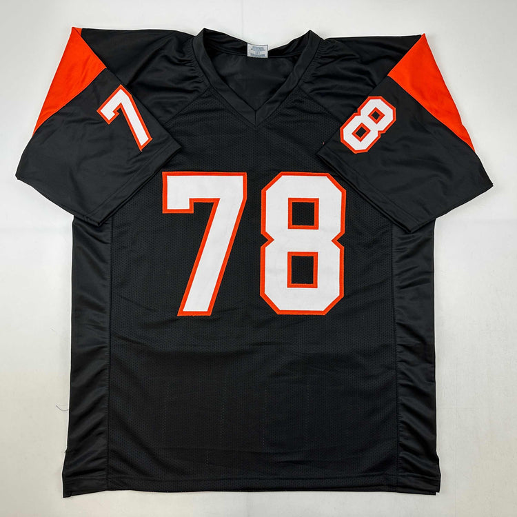 Facsimile Autographed Anthony Munoz Cincinnati Black Reprint Laser Auto Football Jersey Size Men's XL