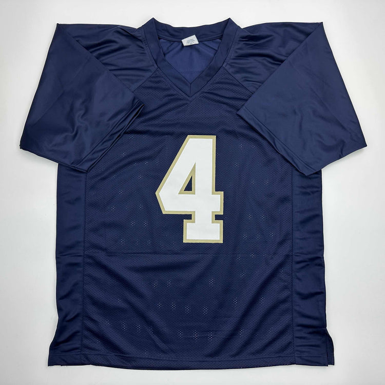 Facsimile Autographed Jeremiyah Love Notre Dame Blue Reprint Laser Auto College Football Jersey Size Men's XL
