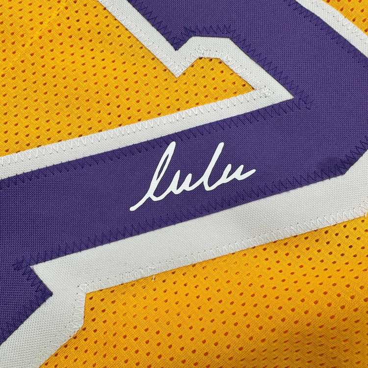 Facsimile Autographed Luka Doncic Los Angeles LA Yellow Reprint Laser Auto Basketball Jersey Size Men's XL