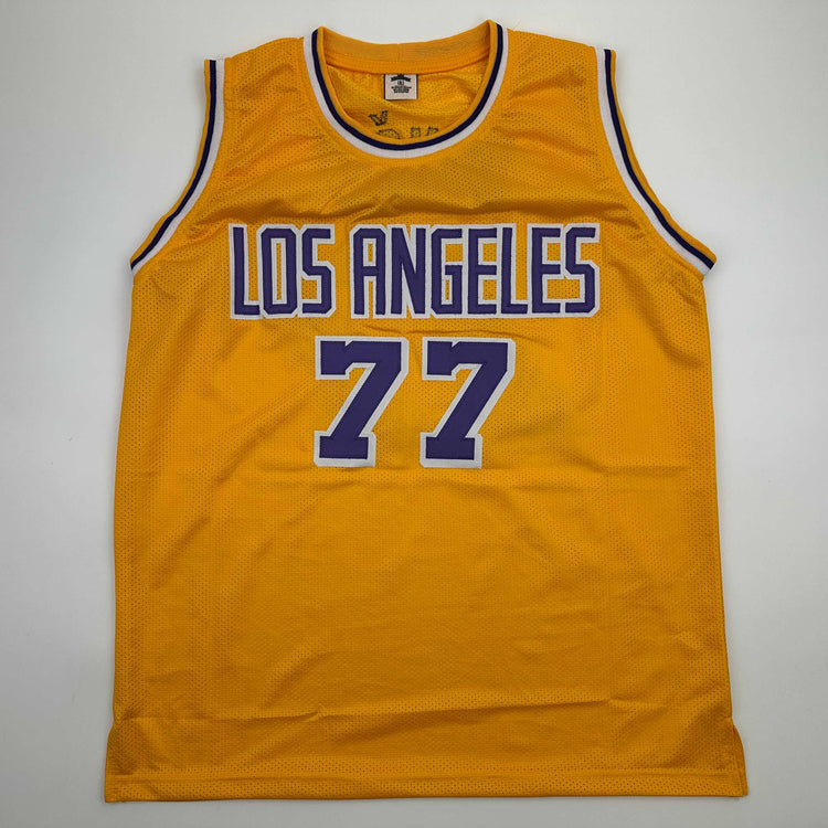 Facsimile Autographed Luka Doncic Los Angeles LA Yellow Reprint Laser Auto Basketball Jersey Size Men's XL