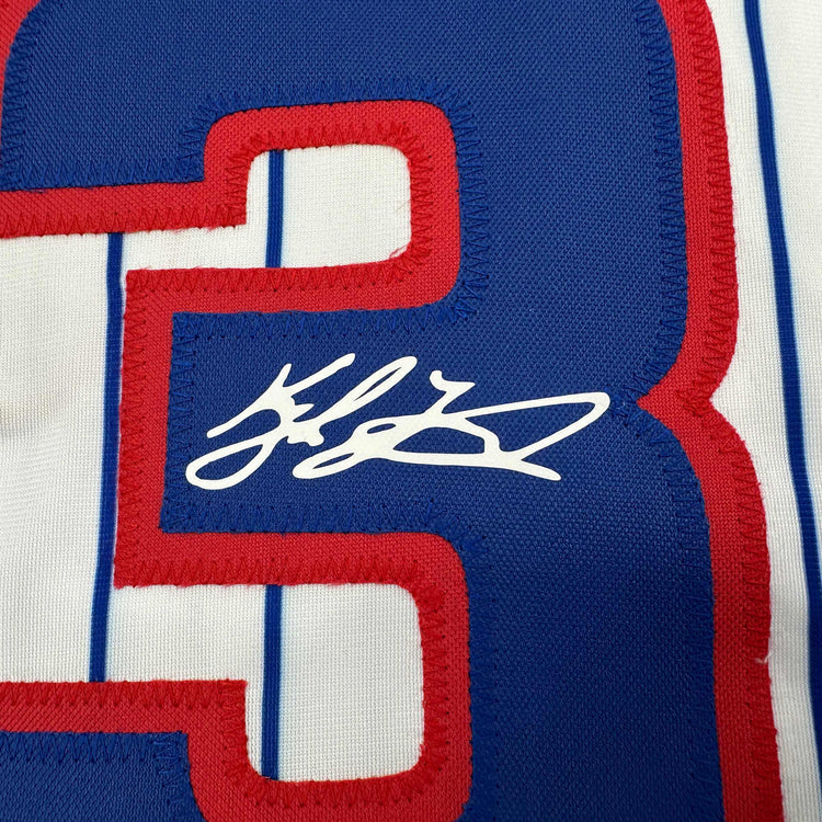 Facsimile Autographed Kyle Tucker Chicago Pinstripe Reprint Laser Auto Baseball Jersey Size Men's XL