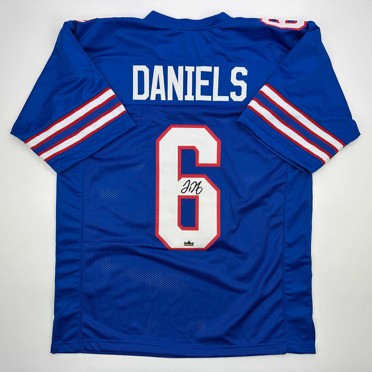 Facsimile Autographed Jalon Daniels Kansas Blue Reprint Laser Auto College Football Jersey Size Men's XL
