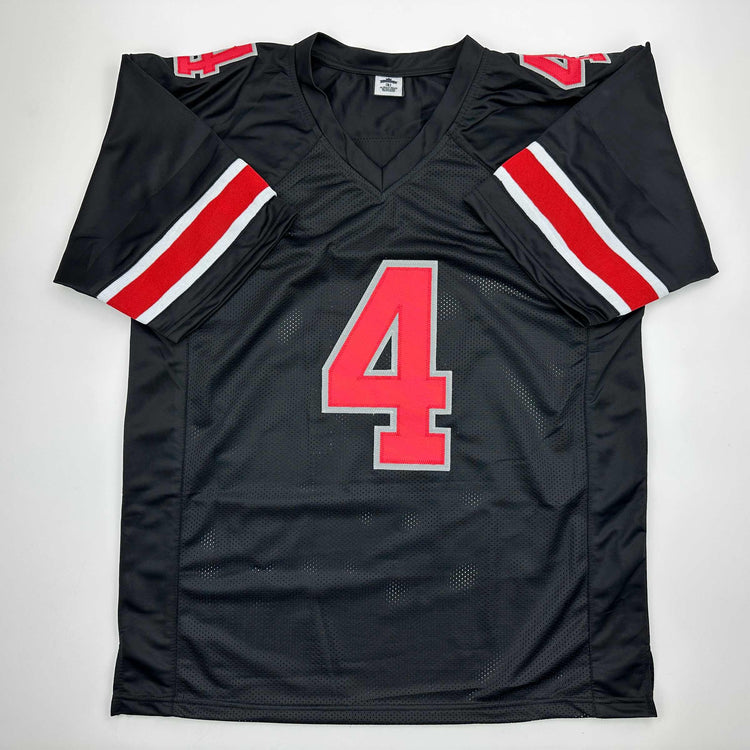 Facsimile Autographed Jeremiah Smith Ohio State Black Reprint Laser Auto College Football Jersey Size Men's XL