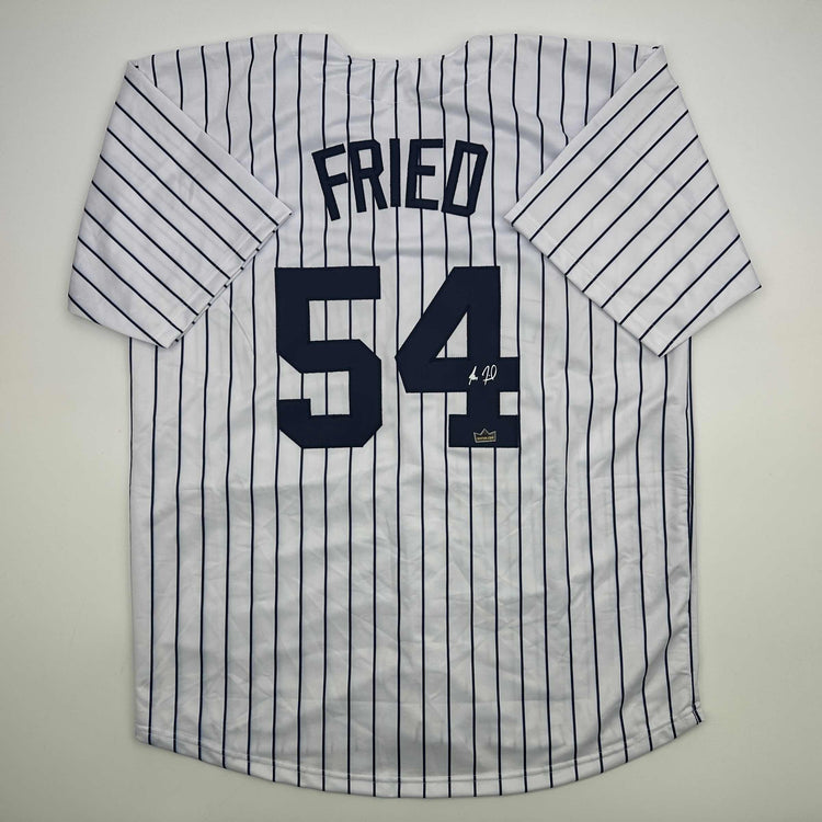Facsimile Autographed Max Fried New York Pinstripe Reprint Laser Auto Baseball Jersey Size Men's XL