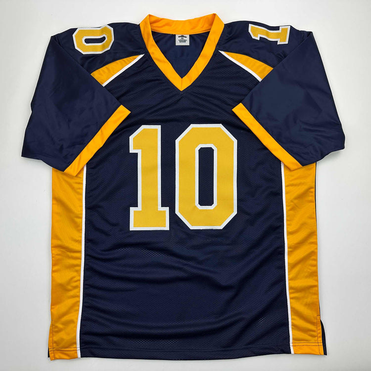 Facsimile Autographed Marshawn Lynch Cal California Blue Reprint Laser Auto College Football Jersey Size Men's XL