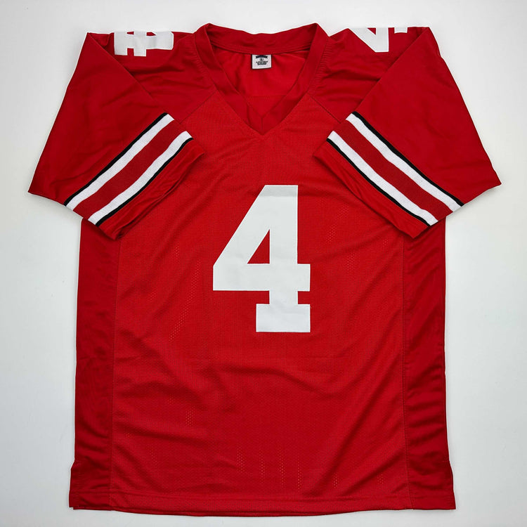 Facsimile Autographed Jeremiah Smith Ohio State Red Reprint Laser Auto College Football Jersey Size Men's XL