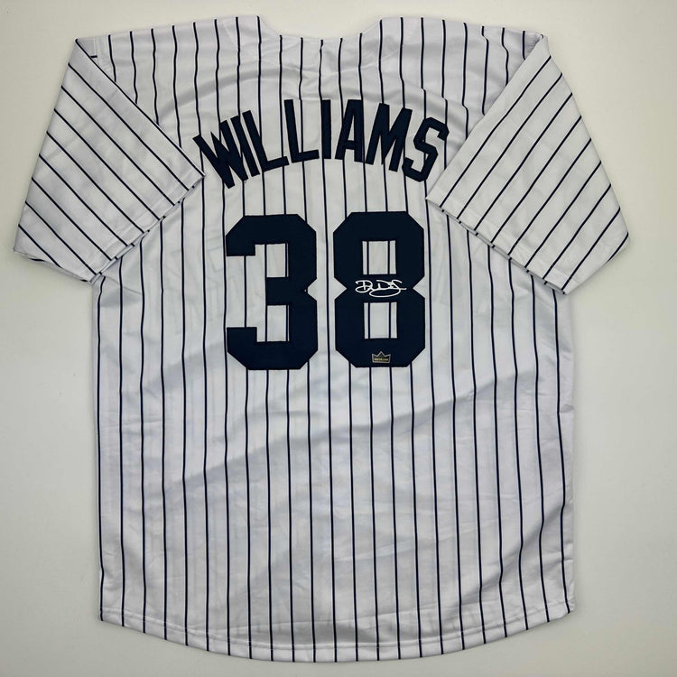 Facsimile Autographed Devin Williams New York Pinstripe Reprint Laser Auto Baseball Jersey Size Men's XL