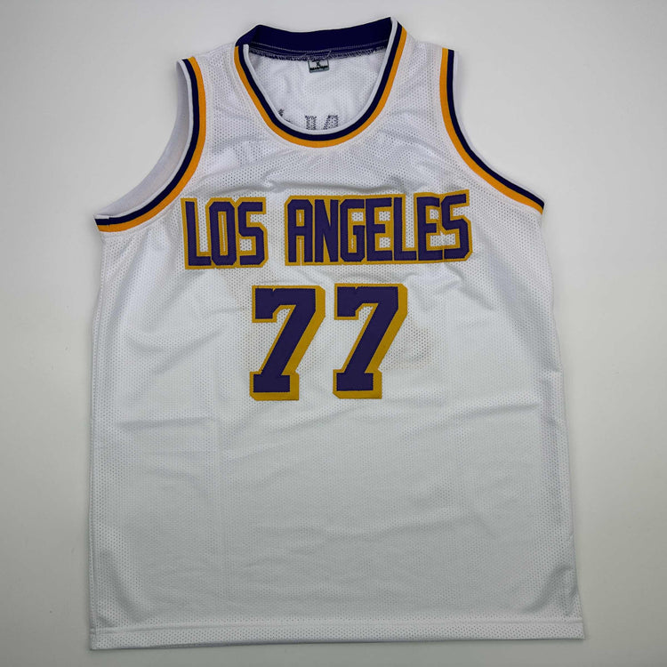 Facsimile Autographed Luka Doncic Los Angeles LA White Reprint Laser Auto Basketball Jersey Size Men's XL
