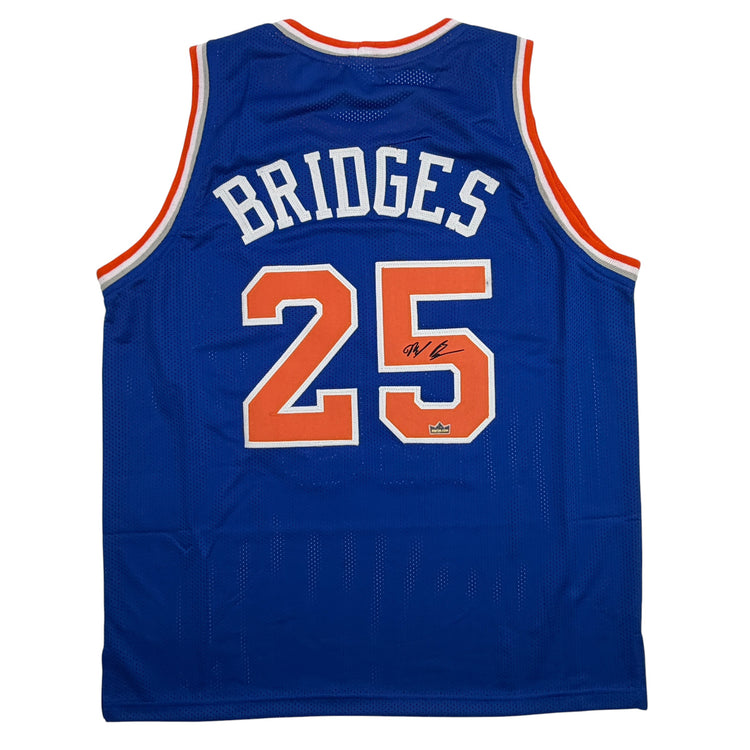 Facsimile Autographed Mikal Bridges New York Blue Reprint Laser Auto Basketball Jersey Size Men's XL