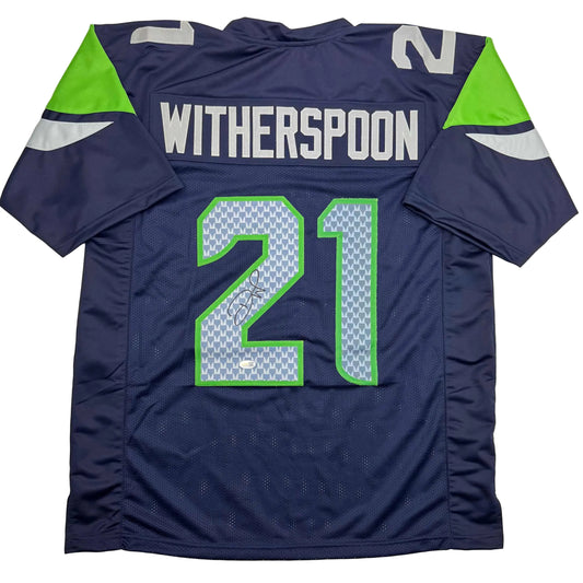 Autographed/Signed Devon Witherspoon Seattle Blue Football Jersey JSA COA