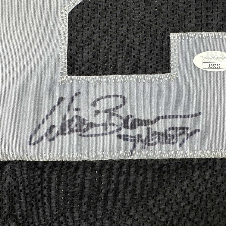 Autographed/Signed Willie Brown HOF 84  Las Vegas Oakland Black Football Jersey JSA COA