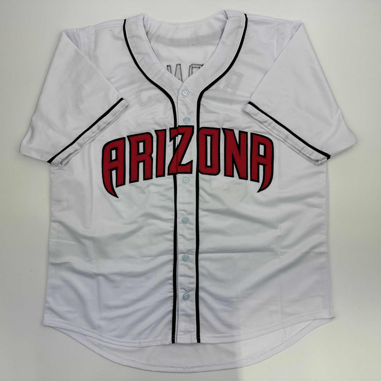 Facsimile Autographed Corbin Burnes Arizona White Reprint Laser Auto Baseball Jersey Size Men's XL