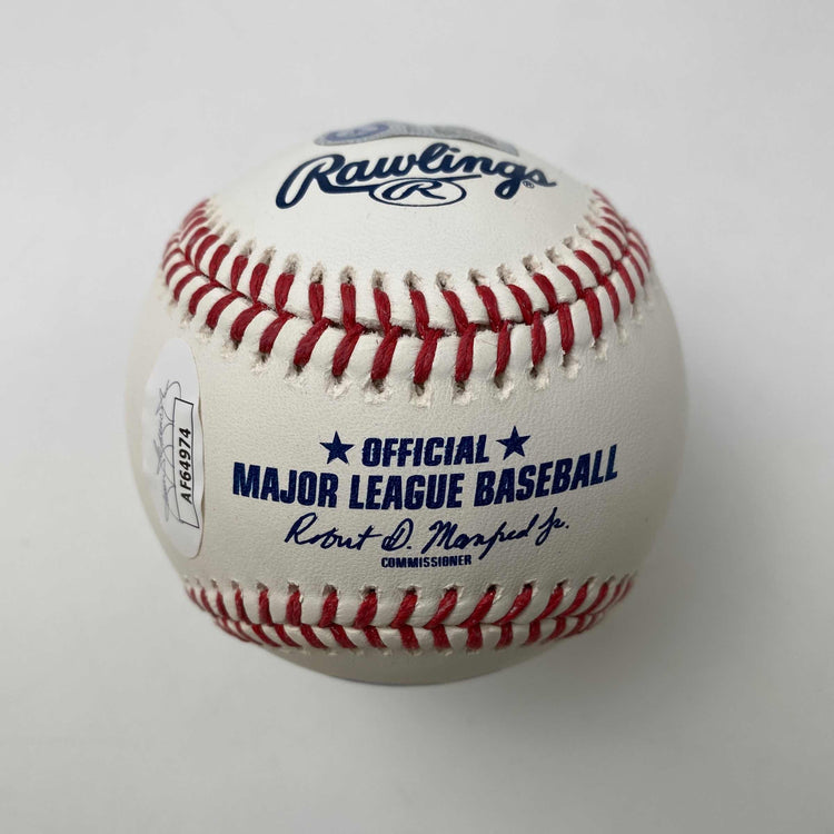 Autographed/Signed Trea Turner Rawlings Official Major League Baseball ROML JSA COA Auto