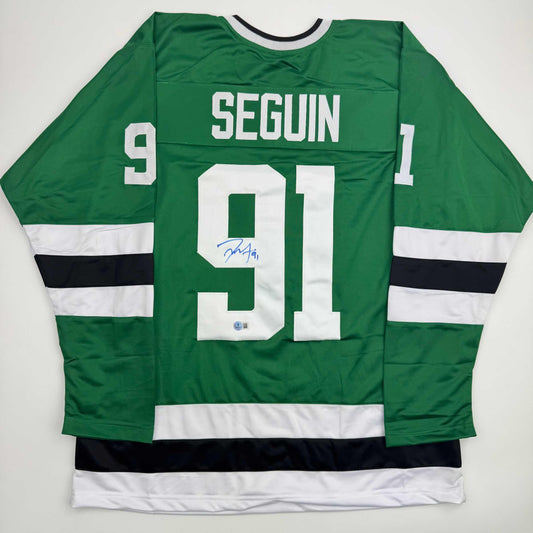 Autographed/Signed Tyler Seguin Dallas Green Hockey Jersey Beckett BAS COA