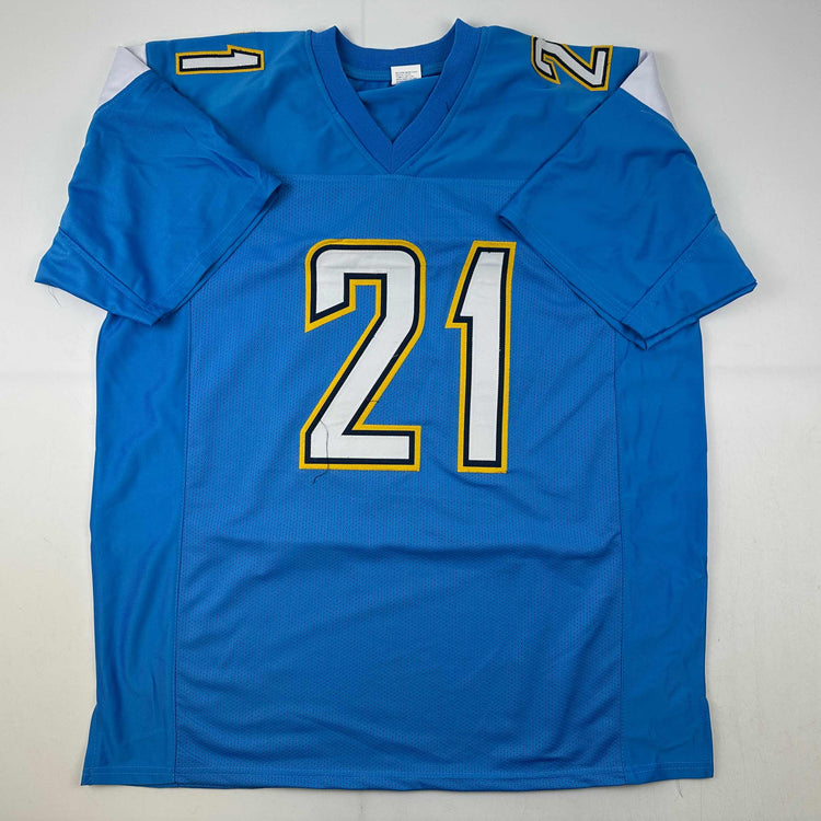Facsimile Autographed LaDainian Tomlinson Los Angeles LA Powder Blue Reprint Laser Auto Football Jersey Size Men's XL