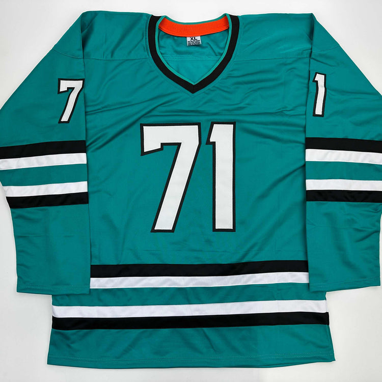 Facsimile Autographed Macklin Celebrini San Jose Teal Reprint Laser Auto Hockey Jersey Size Men's XL