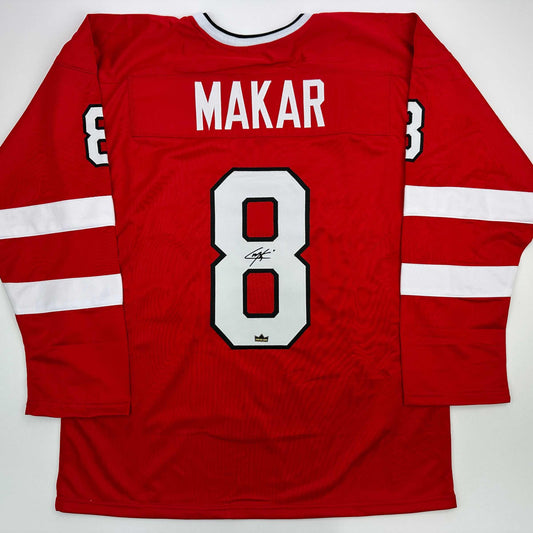 Facsimile Autographed Cale Makar Canada Red 2025 4 Nations Face-Off Reprint Laser Auto Hockey Jersey Size Men's XL