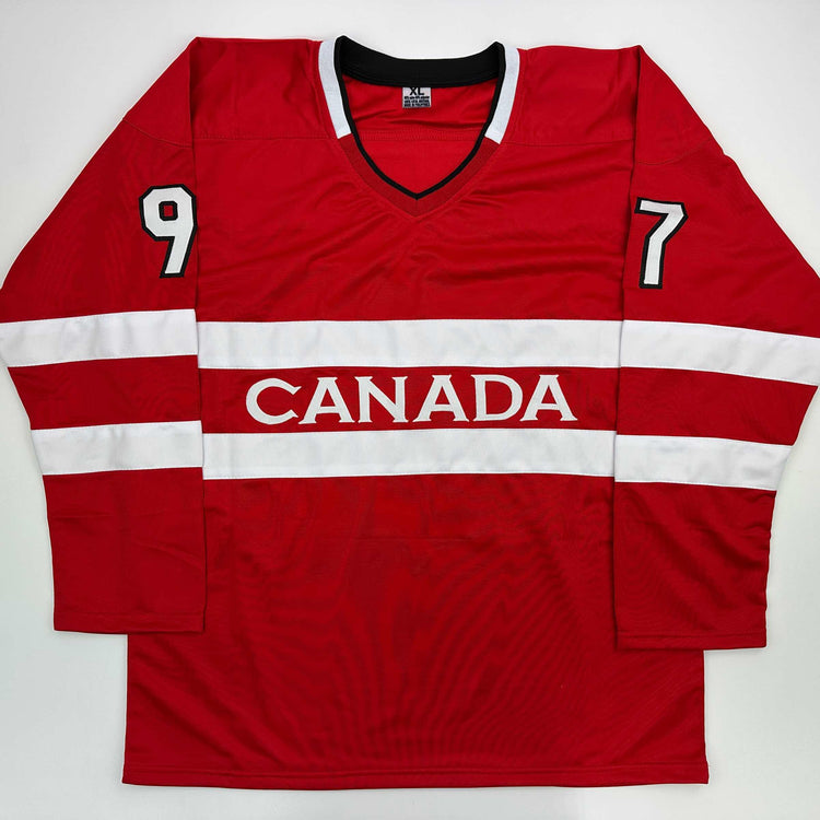 Facsimile Autographed Connor McDavid Canada Red 2025 4 Nations Face-Off Reprint Laser Auto Hockey Jersey Size Men's XL