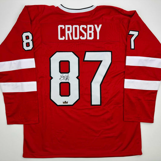Facsimile Autographed Sidney Crosby Canada Red 2025 4 Nations Face-Off Reprint Laser Auto Hockey Jersey Size Men's XL