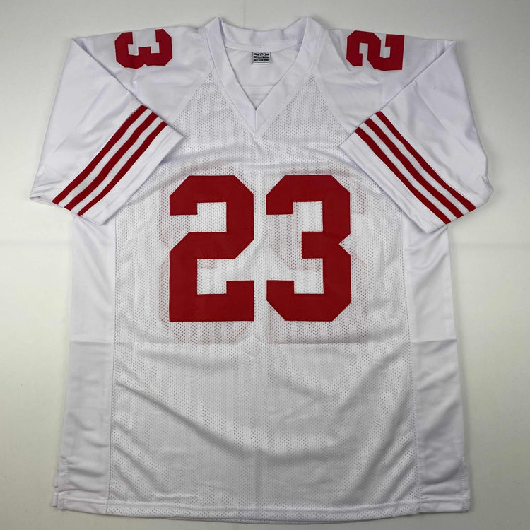 Facsimile Autographed Christian McCaffrey San Francisco White Reprint Laser Auto Football Jersey Size Men's XL