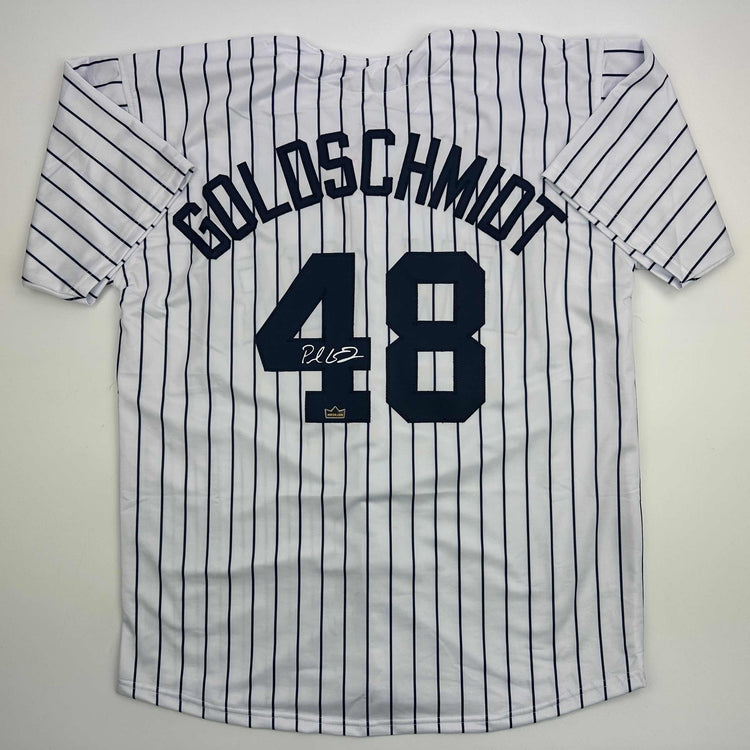 Facsimile Autographed Paul Goldschmidt New York Pinstripe Reprint Laser Auto Baseball Jersey Size Men's XL