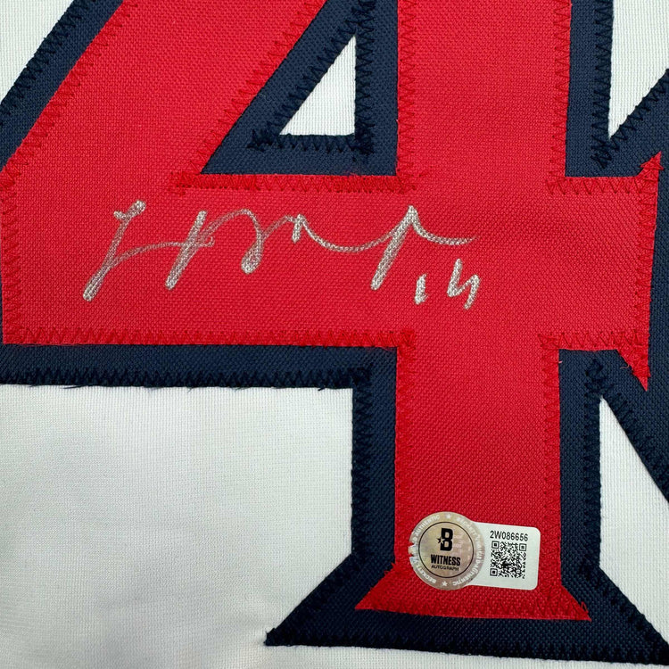 Autographed/Signed Logan O'Hoppe Los Angeles LA Anaheim White Baseball Jersey Beckett BAS COA