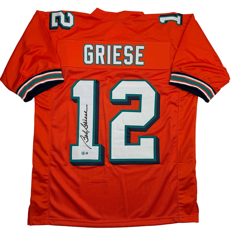 Autographed/Signed Bob Griese Miami Orange Football Jersey JSA COA