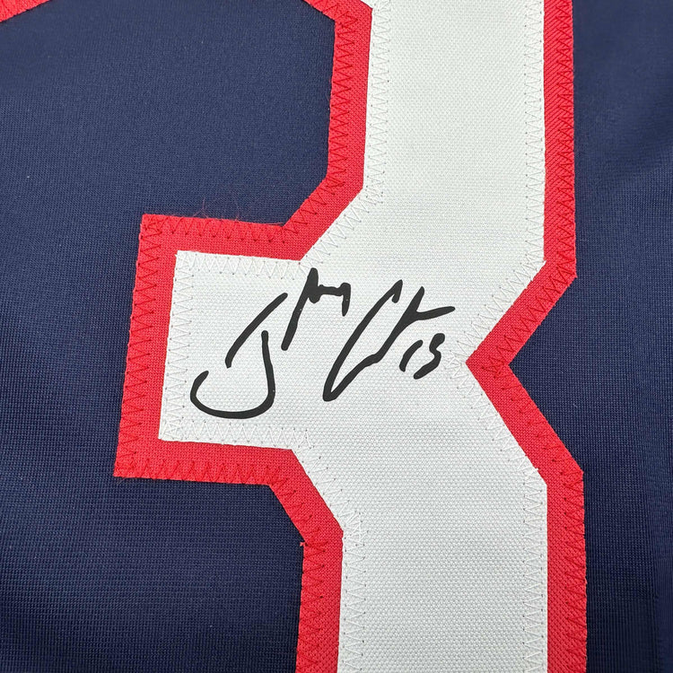 Facsimile Autographed Johnny Gaudreau Columbus Blue Reprint Laser Auto Hockey Jersey Size Men's XL
