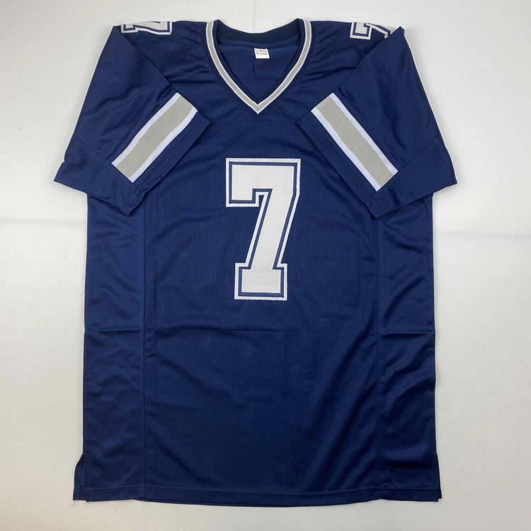 Autographed/Signed Trevon Diggs Dallas Blue Football Jersey JSA COA