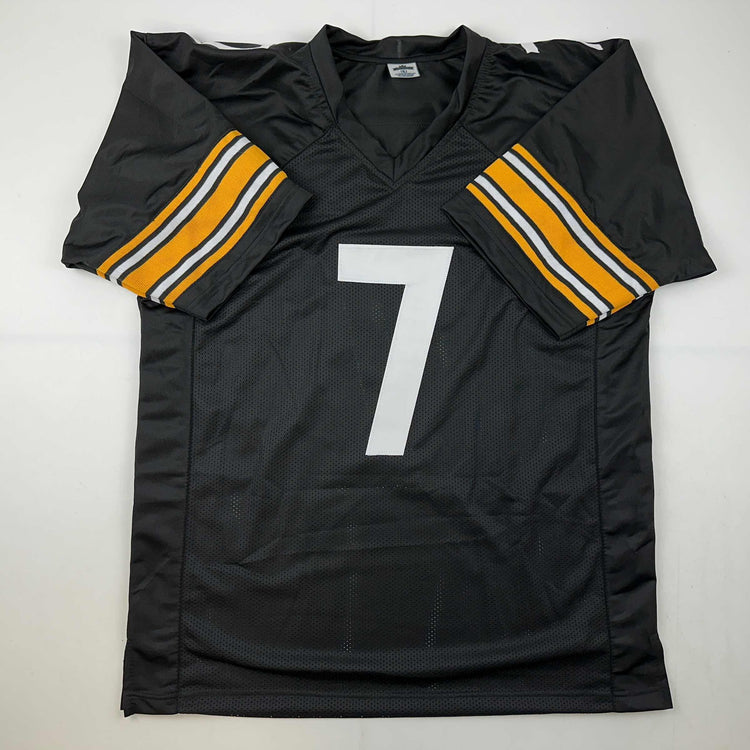 Facsimile Autographed Ben Roethlisberger Pittsburgh Black Reprint Laser Auto Football Jersey Size Men's XL