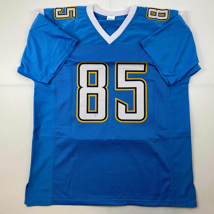 Facsimile Autographed Antonio Gates Los Angeles LA Powder Blue Reprint Laser Auto Football Jersey Size Men's XL