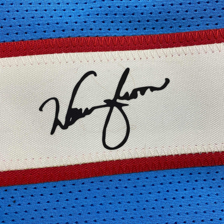 Facsimile Autographed Warren Moon Houston Blue Reprint Laser Auto Football Jersey Size Men's XL